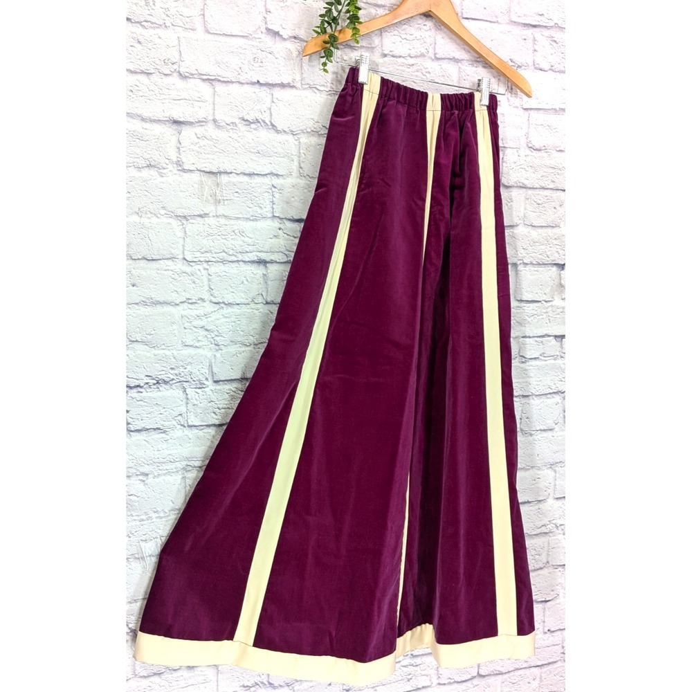 COLOR WOW😍Chessa Davis Vntg 70s Velvet Full Maxi Skirt Lace Lined Boho Made USA